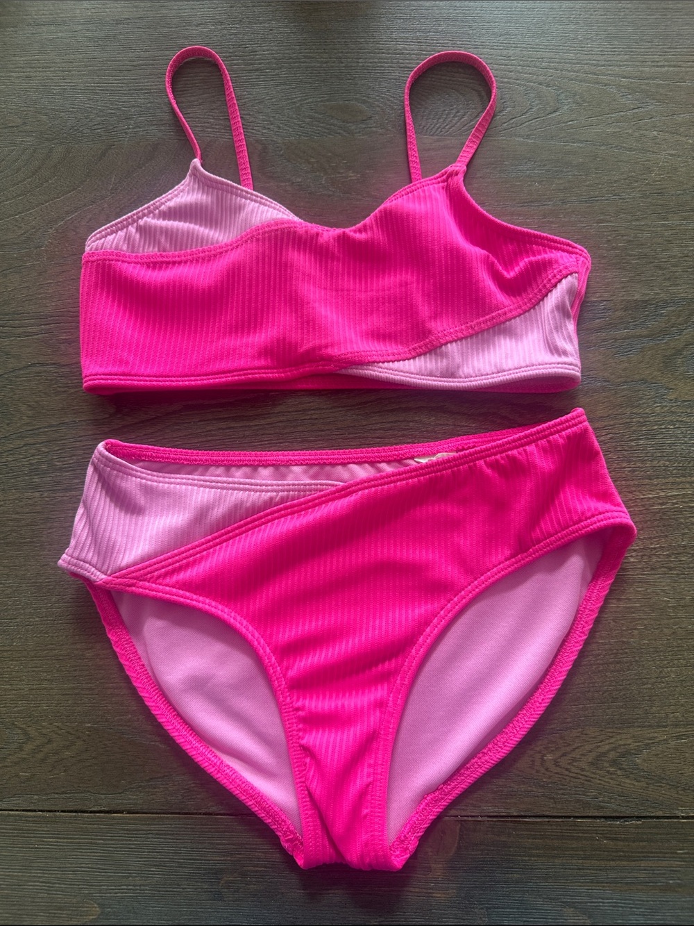 abercrombie kids Pink Two-Tone Ribbed Bikini Set